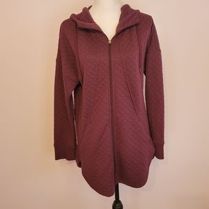 Athletic Works tunic length quilted zip up hoodie size large